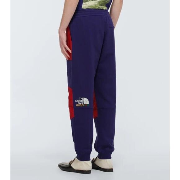 Gucci x The North Face Sz M Blue Red Paneled Lounge Sweatpants Jogger NWT $1380 - Picture 2 of 10